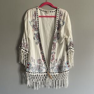 Women’s Ariat Embroidered Cardigan Fringe Small Flowers Floral Summer
